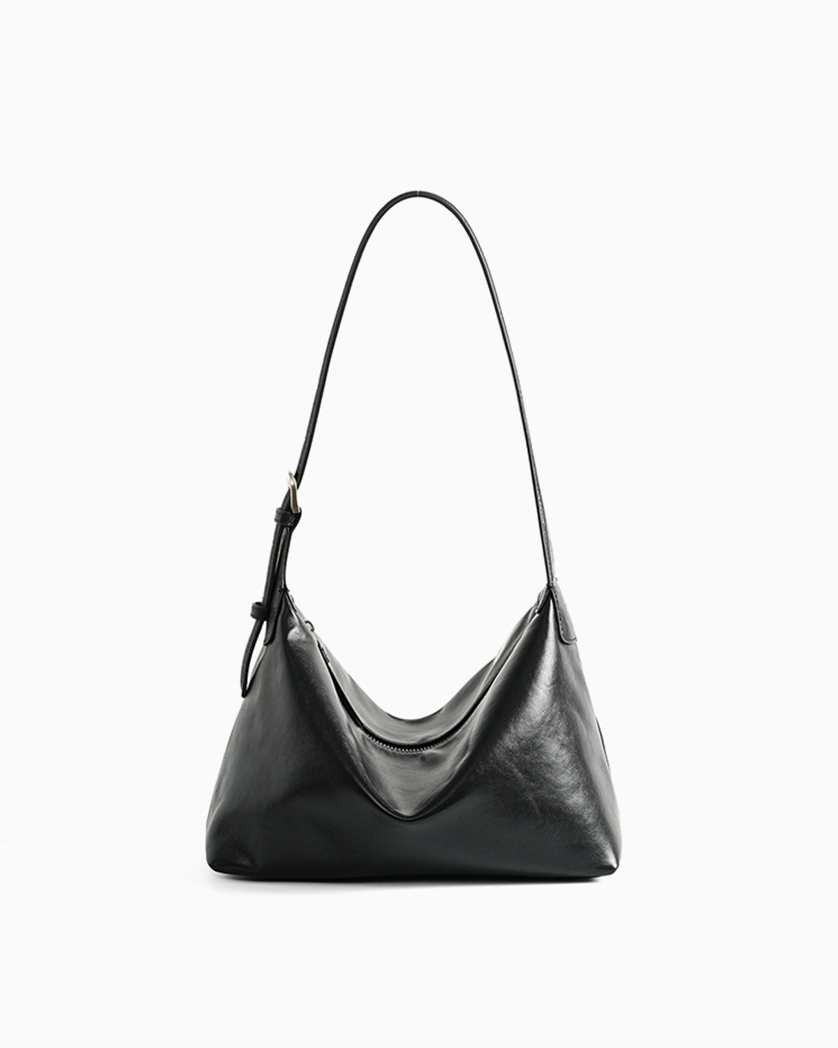 Elegant Soft Genuine Leather Hobo Shoulder Bag with Adjustable Strap – Stylish & Spacious, Black Color