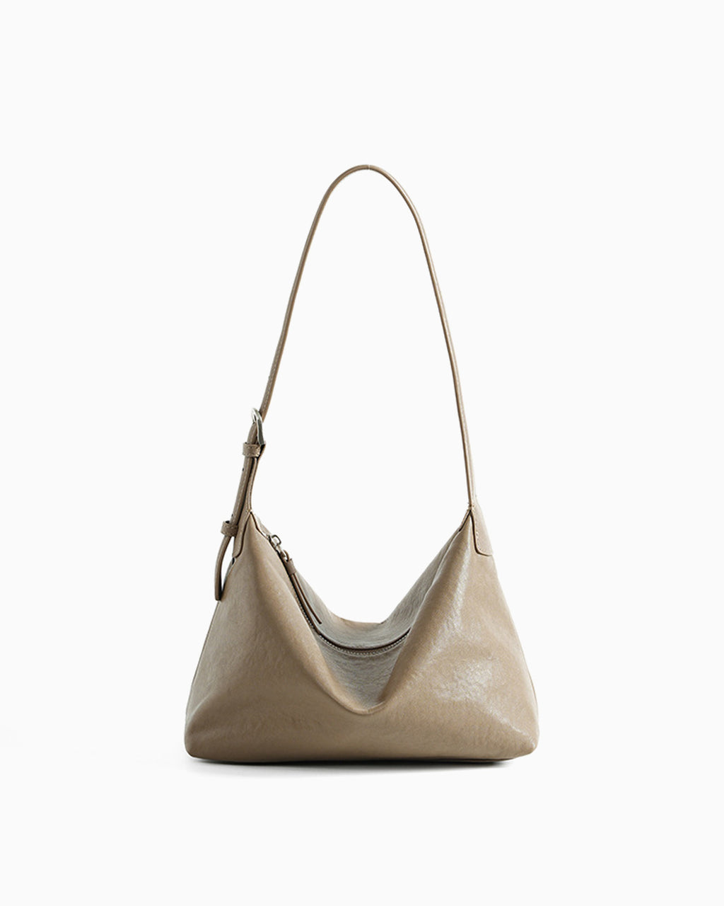 Elegant Soft Genuine Leather Hobo Shoulder Bag with adjustable strap – Stylish & Spacious, Gray Color