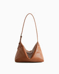 Elegant Soft Genuine Leather Hobo Shoulder Bag with Adjustable Strap – Stylish & Spacious in Walnut Color