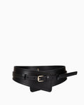 2‑in‑1 Women’s Leather Statement Corset Belt with a Gold Buckle – Transforms into slim Classic Design, Black Color | BUCKLE Collective