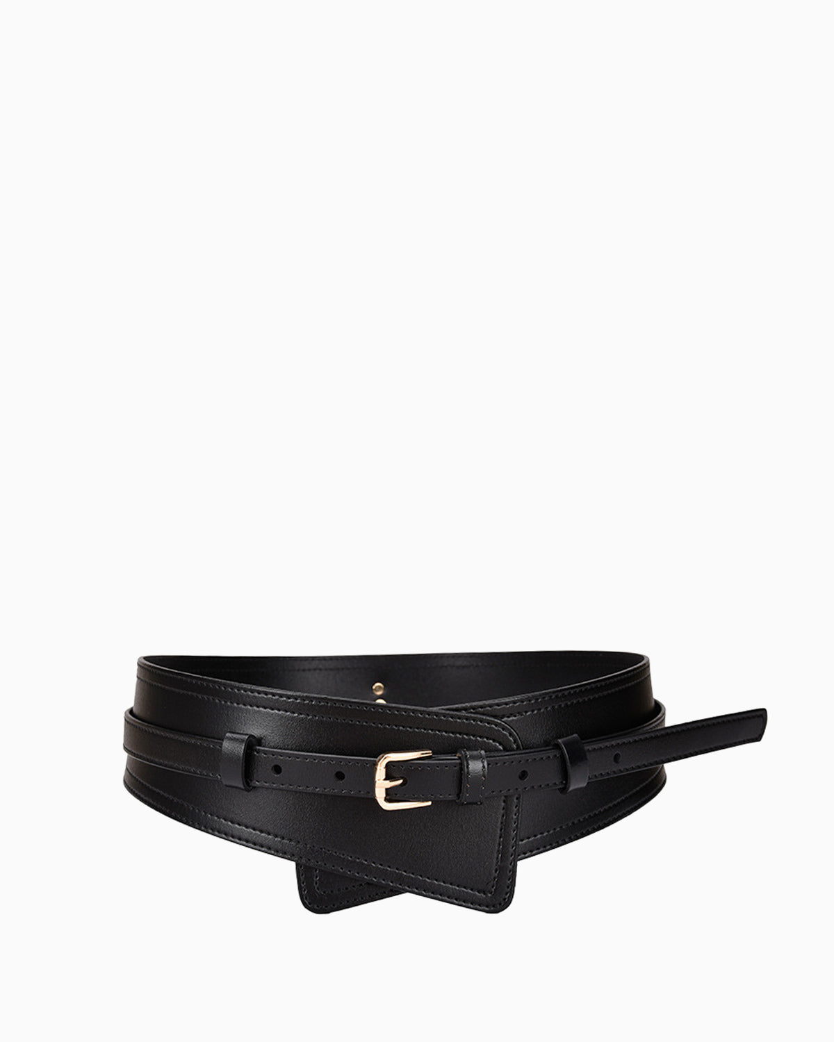 2‑in‑1 Women’s Leather Statement Belt with Gold Buckle – Transforms into Classic Design, Black Color