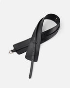 2‑in‑1 Women’s Genuine Leather Wide Statement Belt with Gold Buckle – Transforms into slim Classic Design, Black Color