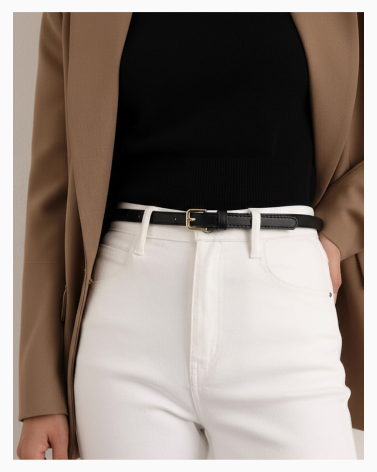 2‑in‑1 Women’s Leather Statement Belt with Gold Buckle – Transforms into Classic Design, Black Color