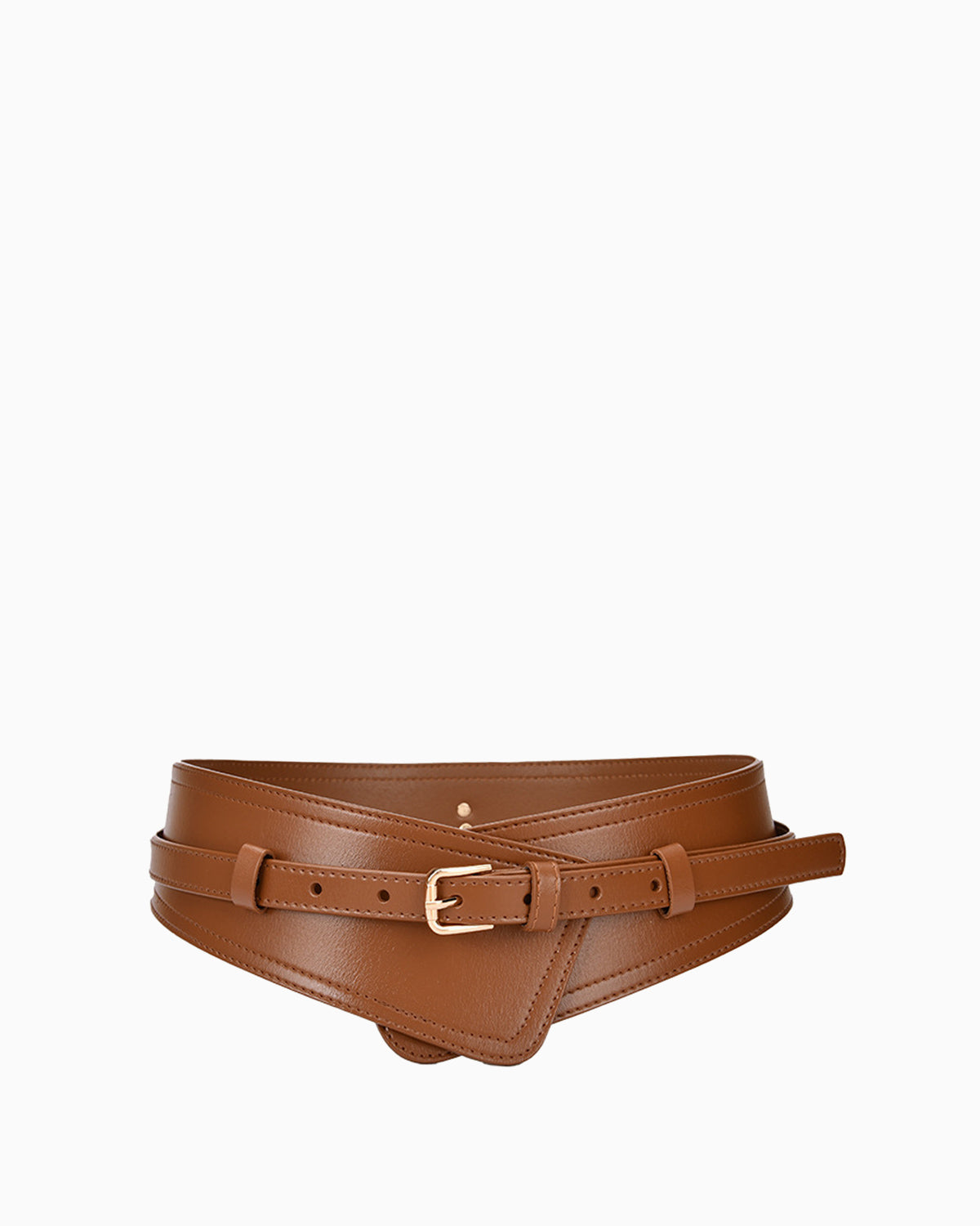 2‑in‑1 Women’s Leather Statement Belt with Gold Buckle – Transforms into Classic Design, Caramel Color