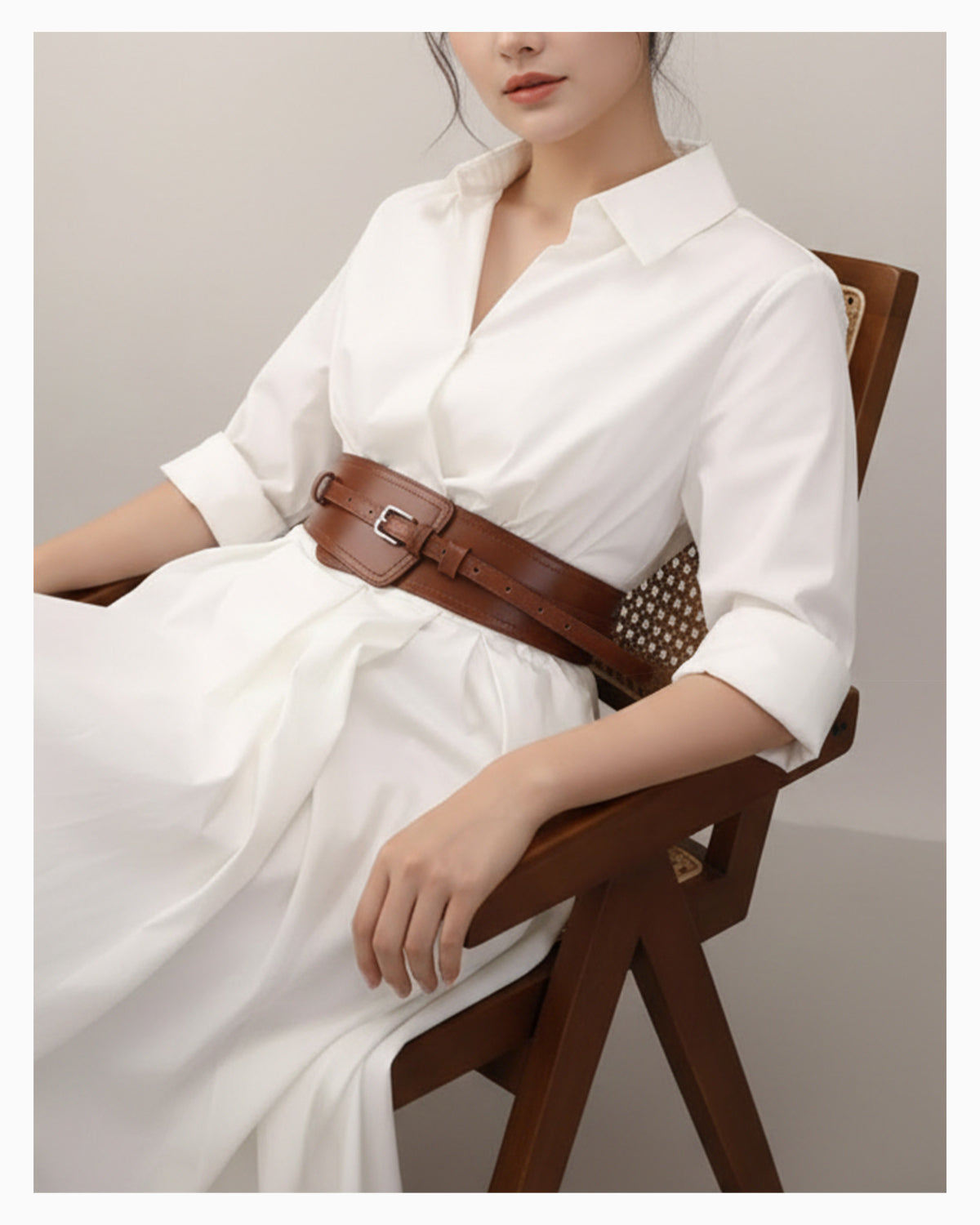 2‑in‑1 Women’s Leather Statement Belt with Gold Buckle – Transforms into Classic Design, Caramel Color