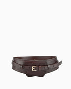 2‑in‑1 Women’s Leather Corset Statement Belt with Gold Buckle – Transforms into Classic Design, Coffee Color