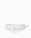 2‑in‑1 Women’s Leather Statement Belt with Gold Buckle – Transforms into Classic Design, White Color