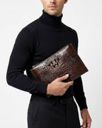 Genuine Siamese Crocodile Leather Envelope Clutch | Men's