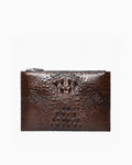 Men's Brown Genuine Siamese Crocodile Leather Envelope Clutch by BUCKLE Collective