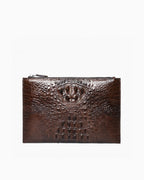 Men's Brown Genuine Siamese Crocodile Leather Envelope Clutch by BUCKLE Collective