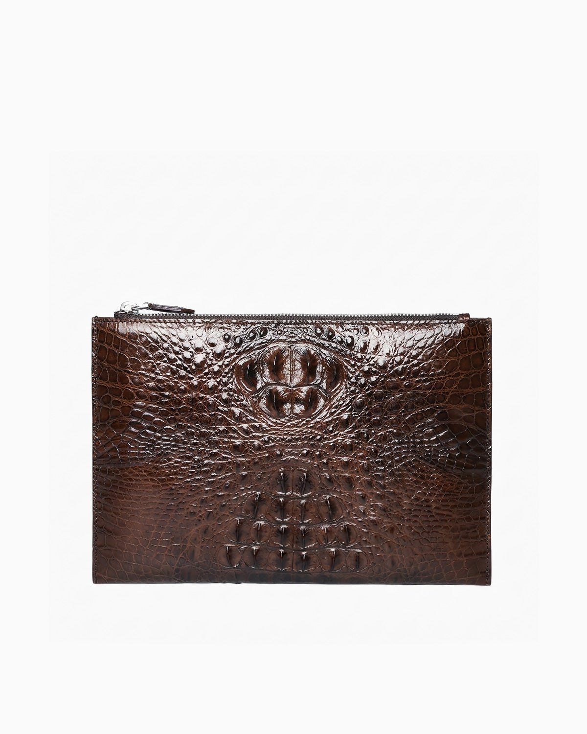 Men's Brown Genuine Siamese Crocodile Leather Envelope Clutch by BUCKLE Collective