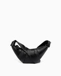 Stylish Leather Crescent Croissant Shoulder Crossbody Bag, Black Color