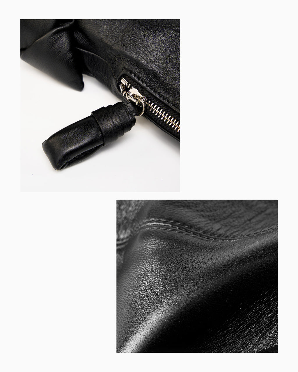 Leather texture of Crescent Croissant Shoulder Crossbody Bag in Black Color