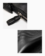 Stylish Leather Crescent Croissant Shoulder Crossbody Bag, Black Color