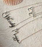 "Your Name" Custom Letter Necklace in White Gold color, S925 Sterling Silver, 18K Gold-Plated