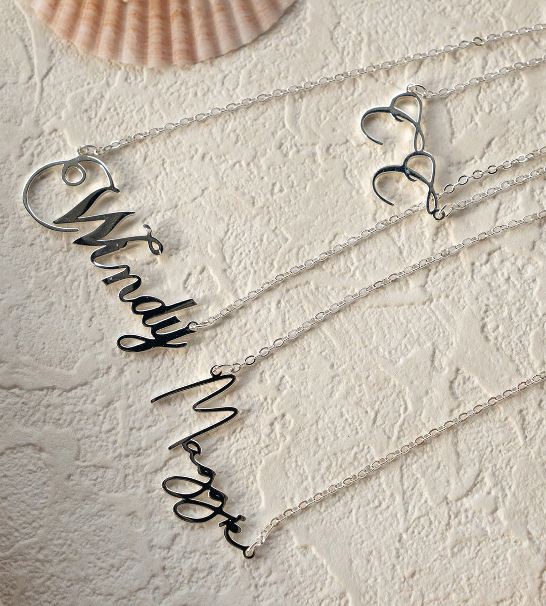 "Your Name" Custom Letter Necklace in White Gold color, S925 Sterling Silver, 18K Gold-Plated