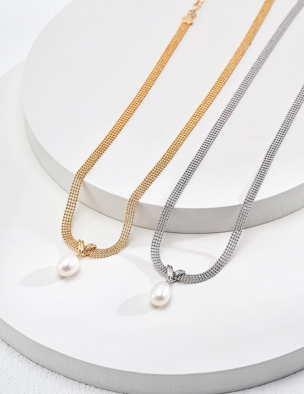 Natural Pearl Mesh Chain Choker Necklace