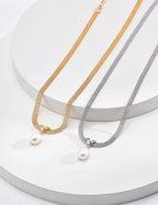 Natural Pearl Mesh Chain Choker Necklace