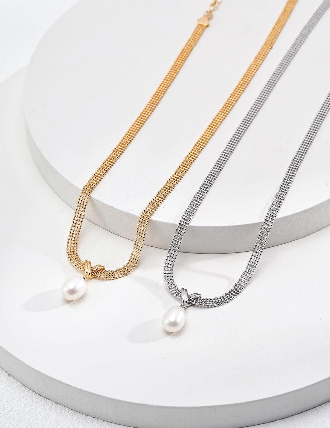 Natural Pearl Mesh Chain Choker Necklace