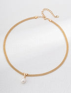 Natural Pearl Mesh Chain Choker Necklace