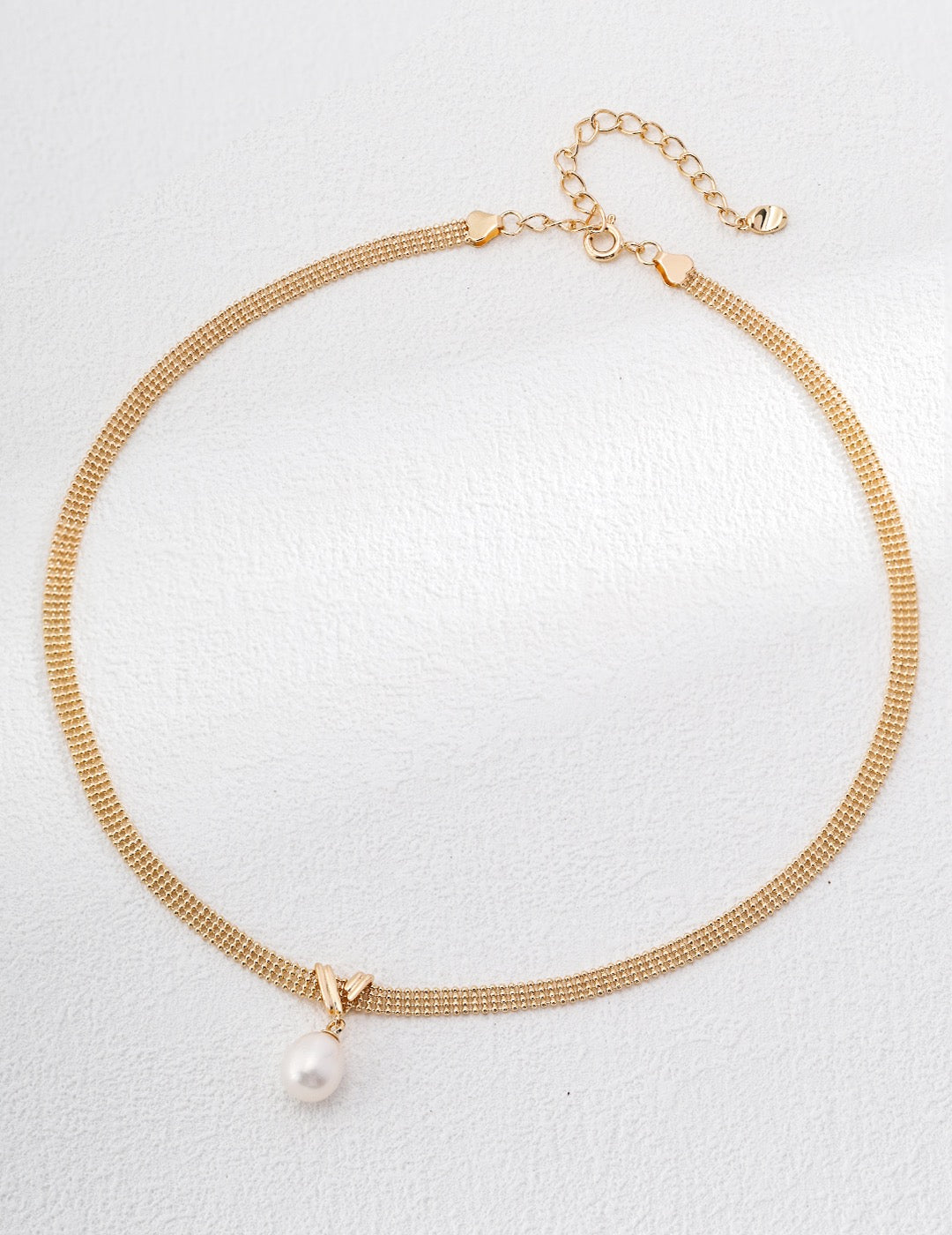 Natural Pearl Mesh Chain Choker Necklace