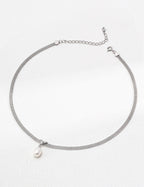 Natural Pearl Mesh Chain Choker Necklace