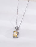 Rectangular Yellow Cubic Zirconia Pendant Necklace