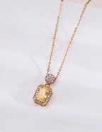 Rectangular Yellow Cubic Zirconia Pendant Necklace