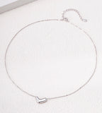 18K White-Gold-Plated on S925 Silver Dainty Curved Bean Heart Necklace | BUCKLE Collective