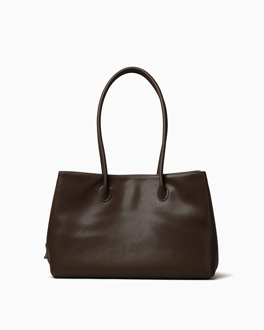 Genuine Leather Dark Brown Commuter Tote Bag with Zip Closure