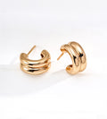 Double Hoop Stacked Stud Earrings | 18K Gold Plated S925 Silver
