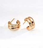 Double Hoop Stacked Stud Earrings | 18K Gold Plated S925 Silver
