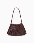 Women's Woven Shoulder Bag Handwoven Buffalo Leather, Brown Color