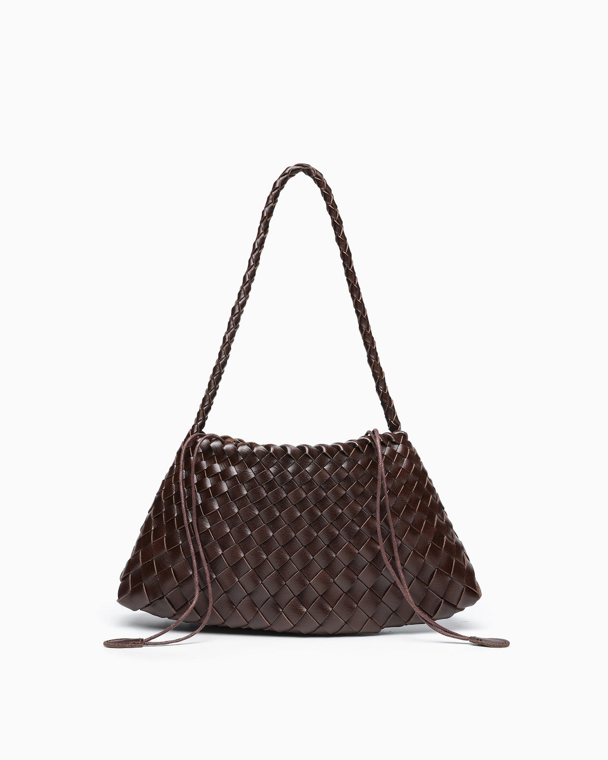 Vegan Leather Handwoven Shoulder Bag, Chocolate Color