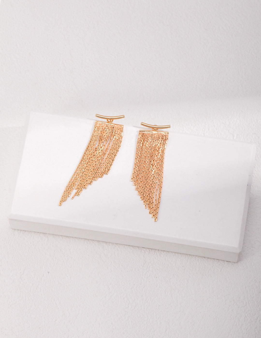 T-Bar Long Chain Tassel Drop Earrings