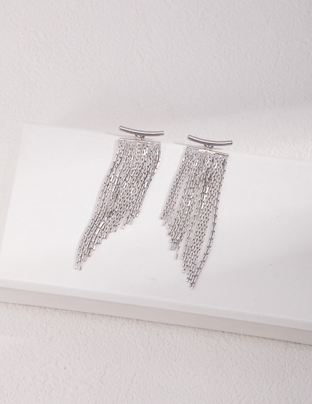 T-Bar Long Chain Tassel Drop Earrings