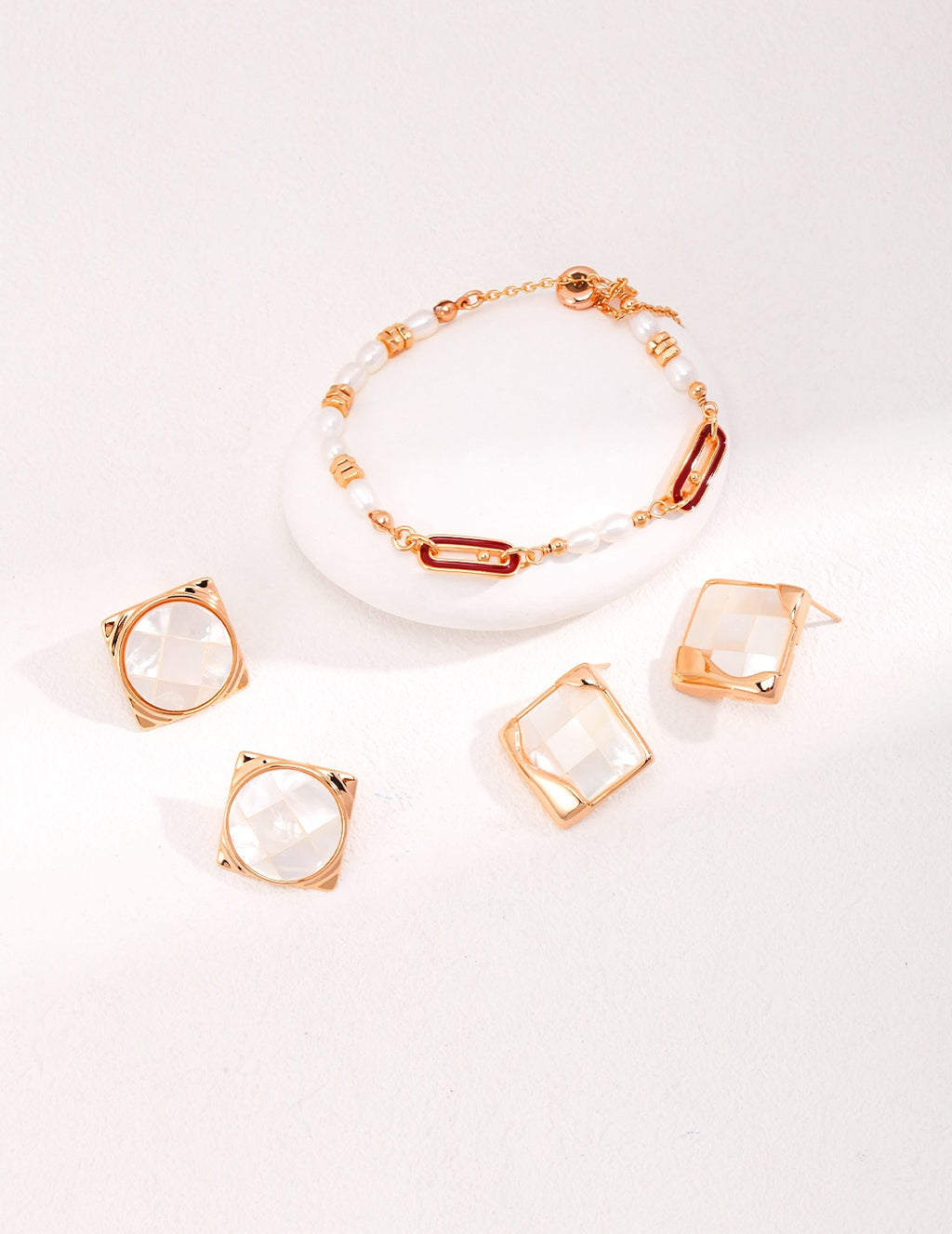 Mosaic Mother of Pearl Square Earrings