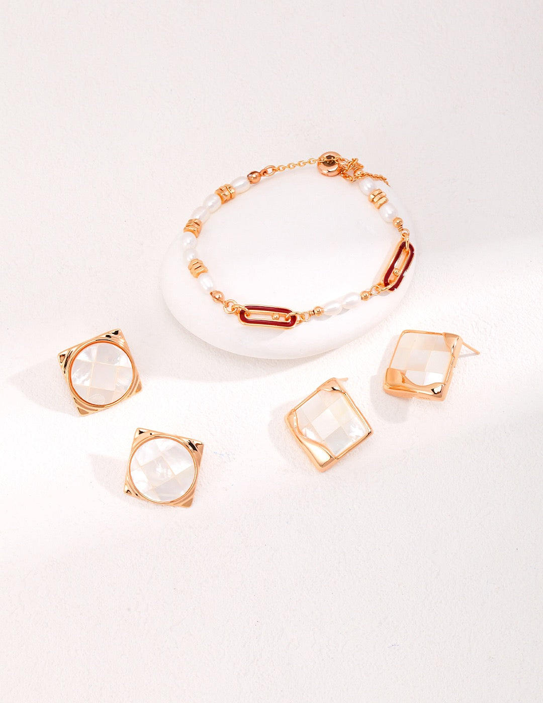 Mosaic Mother of Pearl Square Earrings