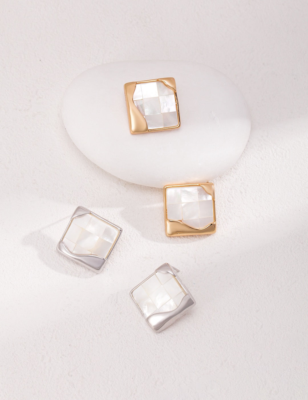 Mosaic Mother of Pearl Square Earrings