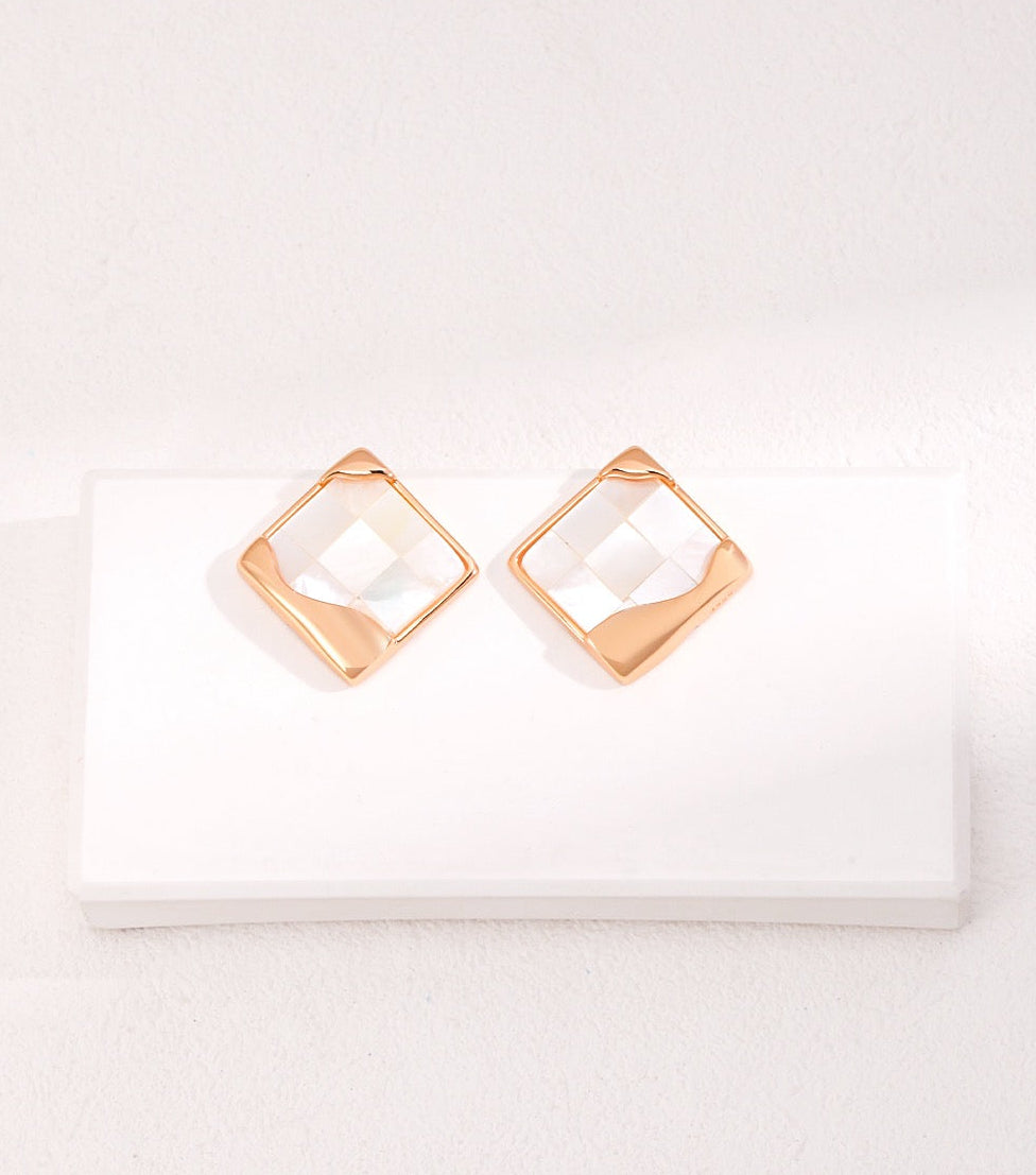 Mosaic Mother of Pearl Square Earrings