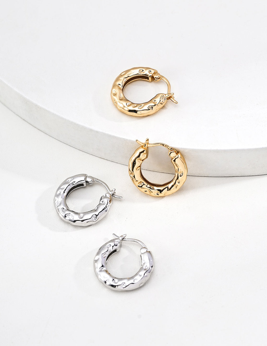 Textured Hammered Hoop Earrings