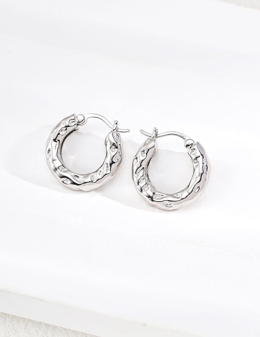 Textured Hammered Hoop Earrings