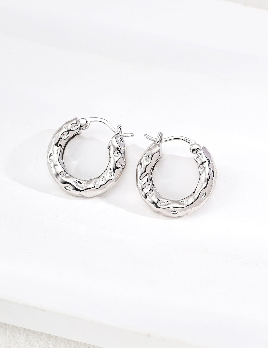 Textured Hammered Hoop Earrings