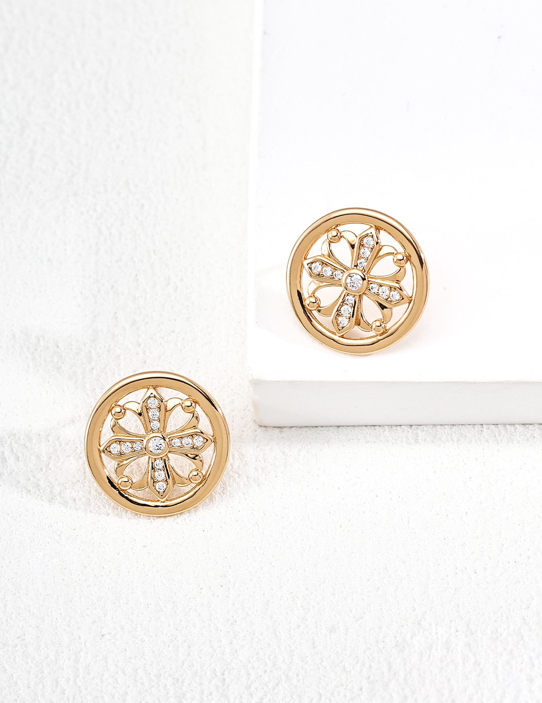 Vintage Iris Cross Zircon Stud Earrings