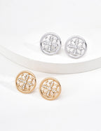 Vintage Iris Cross Zircon Stud Earrings