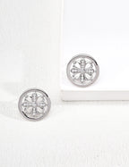 Vintage Iris Cross Zircon Stud Earrings