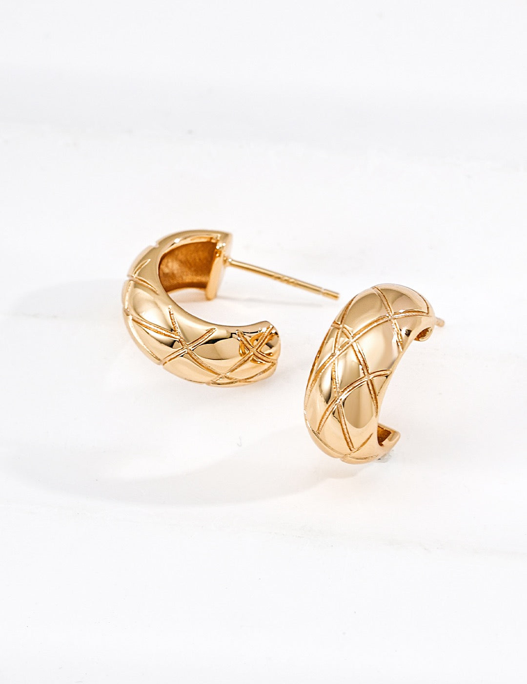 Quilted C-Hoop Earrings