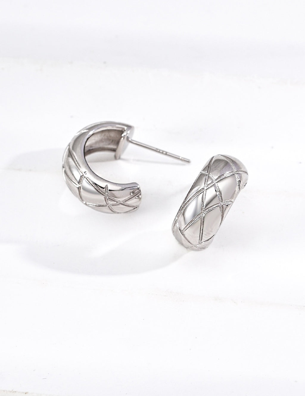 Quilted C-Hoop Earrings