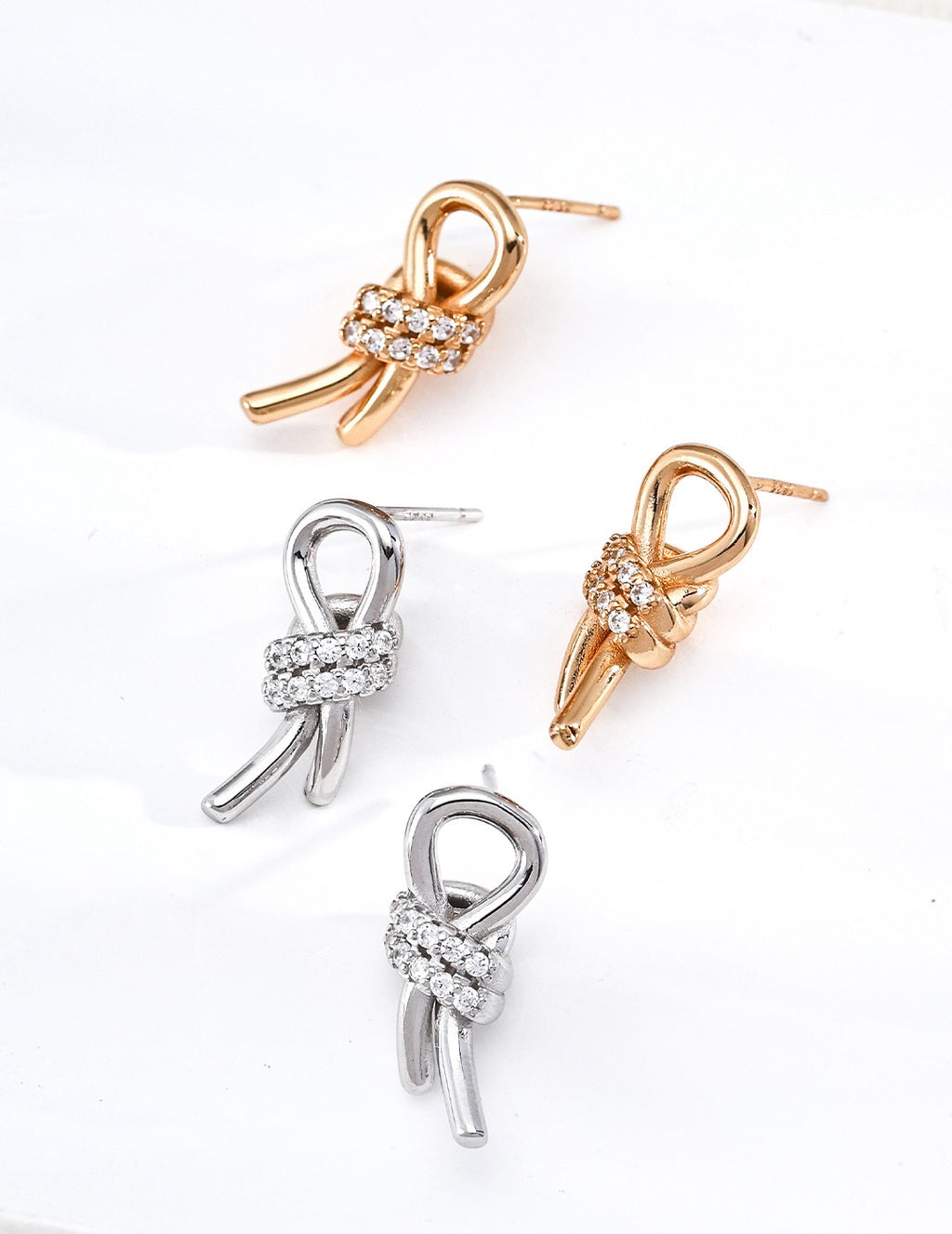 Knotted Zircon Stud Earrings