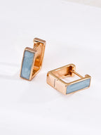 French Minimalist Enamel Square Huggie Earrings